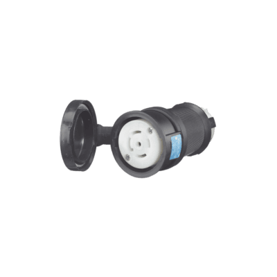 Conector Industrial con Bloqueo de Media Vuelta / 30 A 120/208 V CA / Nema L21-30R / 4 Polos 5 Hilos / Color Blanco y Negro / / Grado Industrial.