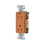 Contacto Dúplex Conexión a Tierra Aislada/ 15A 125V/ 2 polos 3 Hilos/ Nema 5-15R /Grado Comercial Decorativo/ Color Naranja. HUBIG15DR-l