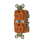 Contacto Dúplex Conexión a Tierra Aislada 15A 125V/ 2 Polos 3 Hilos/ Color Naranja/ Nema 5-15R/ Grado Industrial. HUBIG5262-l