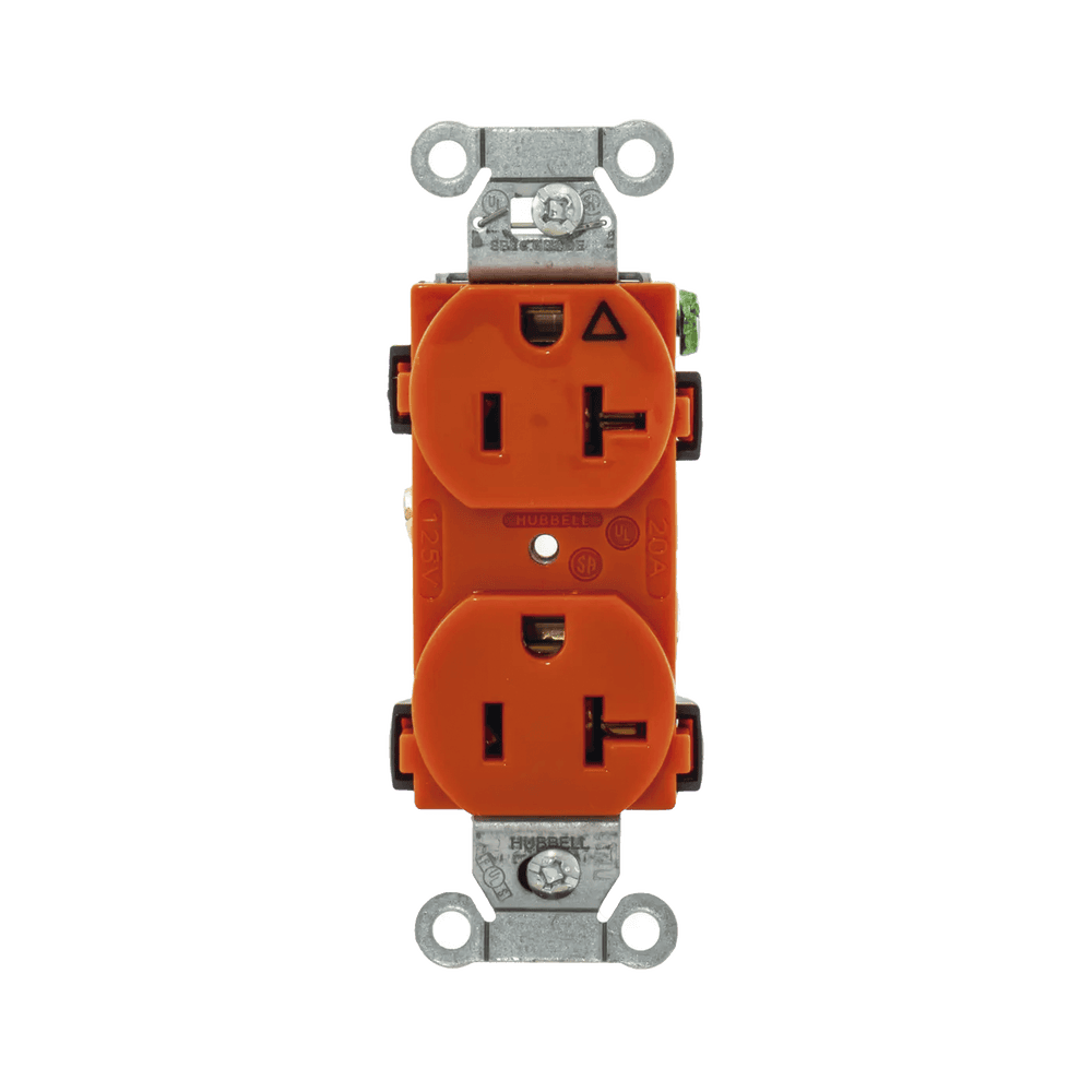 HUBIG5352-AD-3-l Contacto Dúplex Conexión a Tierra Aislada/ 20 A 125 V/ 2 polos 3 Hilos/ Color naranja/ Nema 5- 20R/ Grado Comercial. HUB-IG5352 4