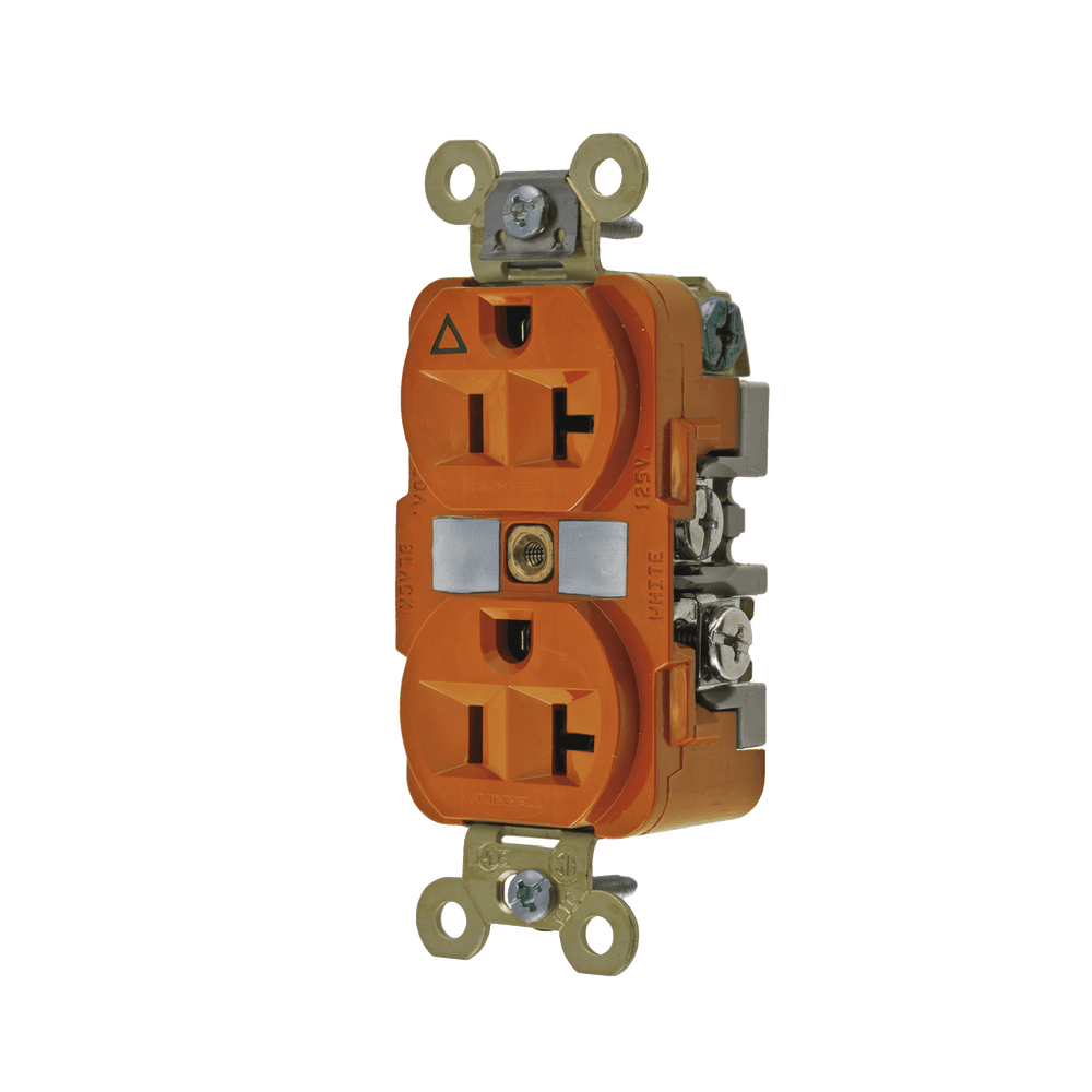 HUBIG5362-l Contacto Dúplex Conexión a Tierra Aislada/ 20 A 125 V/ 2 polos 3 Hilos/ Color Naranja/ Nema 5- 20R/ Grado Industrial. HUB-IG5362 1