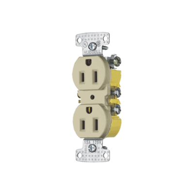 Contacto Duplex 15A 125V/ 2 Polos 3 Hilos / Cableado posterior y lateral / Nema 5-15R / Color Marfil.