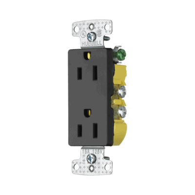 Contacto Duplex Decorador 15A 125V / 2 Polos 3 Hilos/ Nema5-15R / Color Negro.