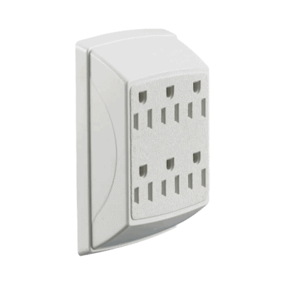 Multicontacto Dúplex con 6 Salidas/ 15 A 125 V CA/ 2 Polos 3 Hilos / Color Blanco.
