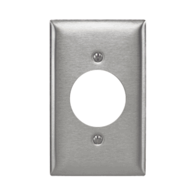 Placa para Receptaculo Sencillo 20 y 30 A de Media Vuelta/ 1.6" (40 mm) / Acero Inoxidable.