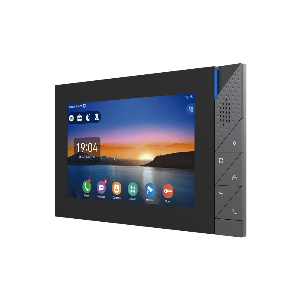 I55A-AD-1-l Monitor IP/SIP para interior con Android, Wi-Fi, Bluetooth, pantalla táctil de 7", audio de 2 vías, PoE, 8 interfaces de entrada de alarma. I55A 2