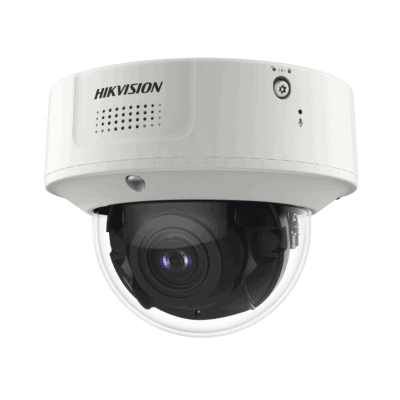 Domo IP 4 Megapixel / Lente Mot. 2.8 - 12 mm / 40 mts IR EXIR / IP67 / IK10 / H.265+ / Conteo de Personas por Detección de Rostro (Base de Datos) / WDR 140 dB / DeepinView / 2 Micrófonos Integrados