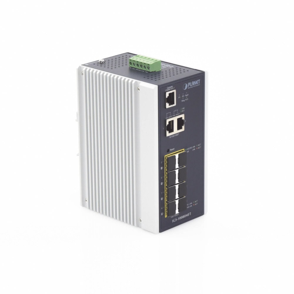 IGS10080MFT-LAT-IZQ-l-1 Switch Industrial Administrable L2+, 8 Puertos 1G SFP, 2 Puertos TP Gigabit, (-40 ~75 grados C) IGS-10080MFT 3