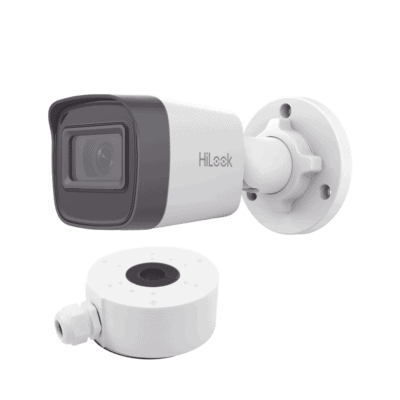 HiLook Series / Bala IP 4 Megapixel / 20 mts IR / Exterior IP67 / PoE / dWDR / Lente 2.8 mm + Caja de conexión DS-1280ZJ-XS