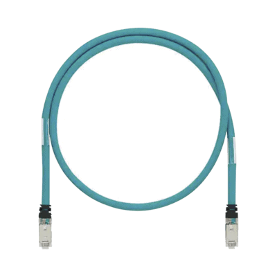 Patch Cord Cat6A de Grado Industrial 600V, Blindado SF/UTP, Calibre 26 AWG, Color Aqua, 5 Metros (16.40 Pies)