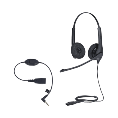 KIT, Diadema con cancelación de ruido, con accesorio para conexiones 3.5mm Incluye modelos BIZ-1500-DUO-QD y MOBILE-QD-35MM-Sï»¿