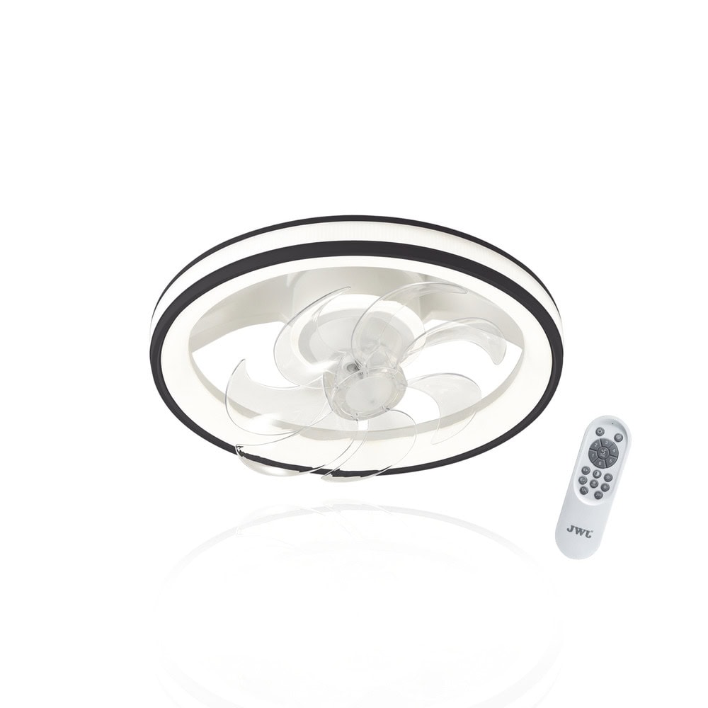JLV014-FRENTE-l Ventilador de Techo con Luminario LED de 110 V CA 50/60 Hz / 88 W /4500 Lm / 6500 - 4 000 - 2 700 K /3 Tonos de Luz / 501 mm / 6 Velocidades / Dimeable / Color Blanco y Negro. JLV-014 2