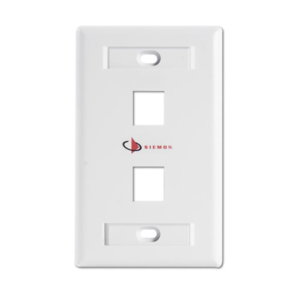 KFPS0202S-l Placa de Pared Keystone de 2 Salidas, Color Blanco, para Jacks Keystone Z-MAX y MAX KFP-S-02-02S 1
