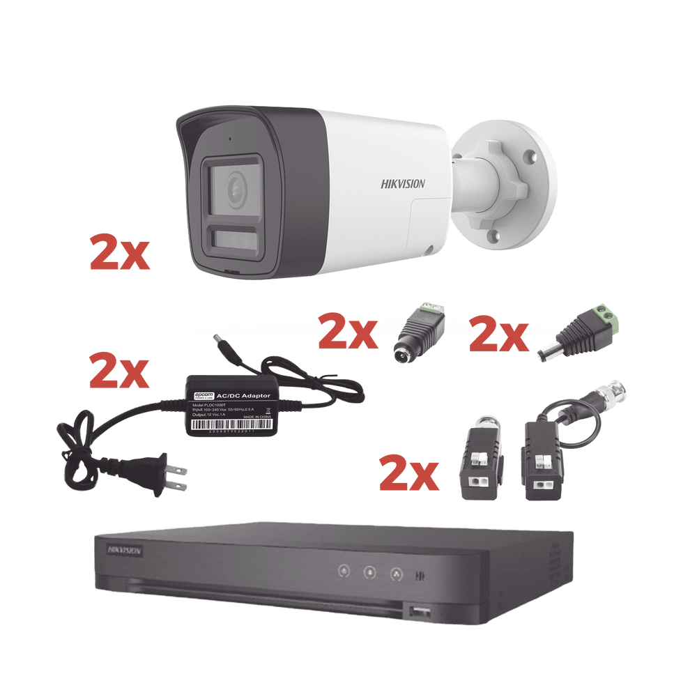 KH1080P2BTWA-l Kit Audio Bidireccional TurboHD 1080p / DVR 4 Canales / 2 Cámaras Bala (Exterior) con Bocina y Microfóno Integrado / 2 Fuentes de Poder / Accesorios KH-1080P-2B-TWA 1