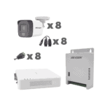 KIT TurboHD 1080p / DVR 8 Canales con audio por coaxitron / 8 Cámaras con Micrófono Integrado 101° Visión/ luz blanca + IR visión nocturna / Transceptores / Conectores / Fuente de Poder Profesional KH1080P8BFH-l