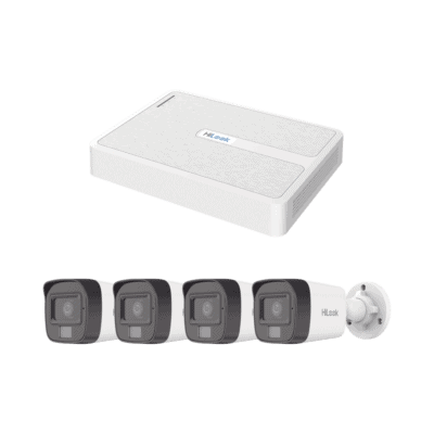 Kit IP 2 Megapixel / NVR de 8 Canales con 8 Puertos PoE / 4 Cámaras IP Bala Dual light para Exterior / Micrófono Integrado