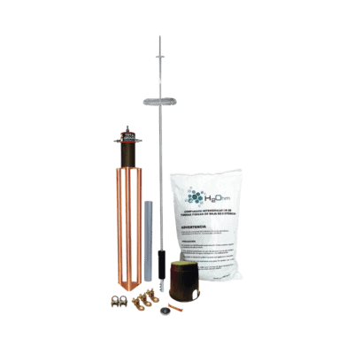 Kit de Pararrayo para Torre o Poste tipo Dipolo Corona con Electrodo y Accesorios de instalación.