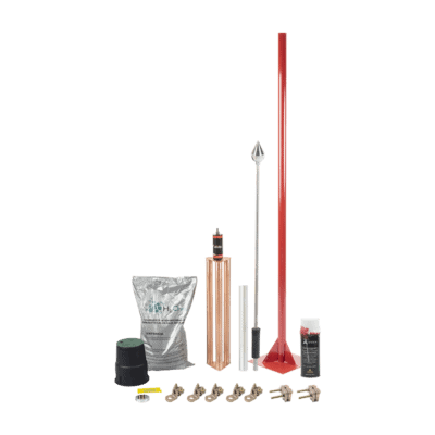 Kit Pararrayo con Punta en Aluminio con Accesorios para Protección de Diámetro de 160 m.