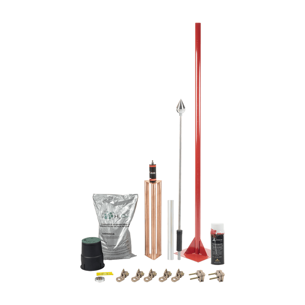 KITMASTER01V2-l Kit Pararrayo con Punta en Aluminio con Accesorios para Protección de Diámetro de 160 m. KIT-MASTER-01-V2 1