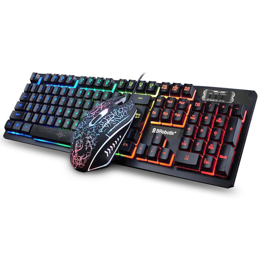Teclado y Mouse USB RGB Negro BROBOTIX 458977 , Negro, DPI ajustables: 800 / 1600 / 2000 / 2400 458977 1