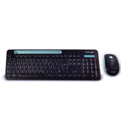 Kit Tasking TechZone combo inalámbrico con conexión USB, mouse 1600 DPI´s, teclado con 105 teclas y soporte para smartphone o tablet, 1 año de garantía.