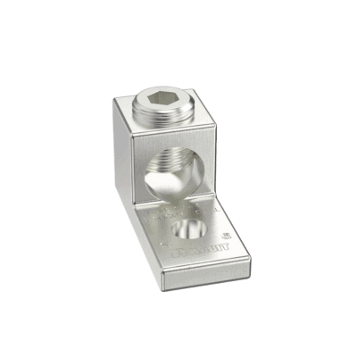 Terminal tipo Lengüeta Recta de Aluminio con Agujero 1/4", y Barril para Cable #14 - 2/0 AWG