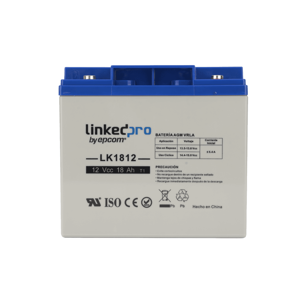 LK1812-AD-3-l-1 Batería 12 V / 18 Ah / UL / Tecnología AGM / Vida útil promedio de 5 años / Para uso en equipo electrónico, Alarmas de Intrusión / Incendio/ Control de acceso / Video Vigilancia / Terminales T1 LK1812 4