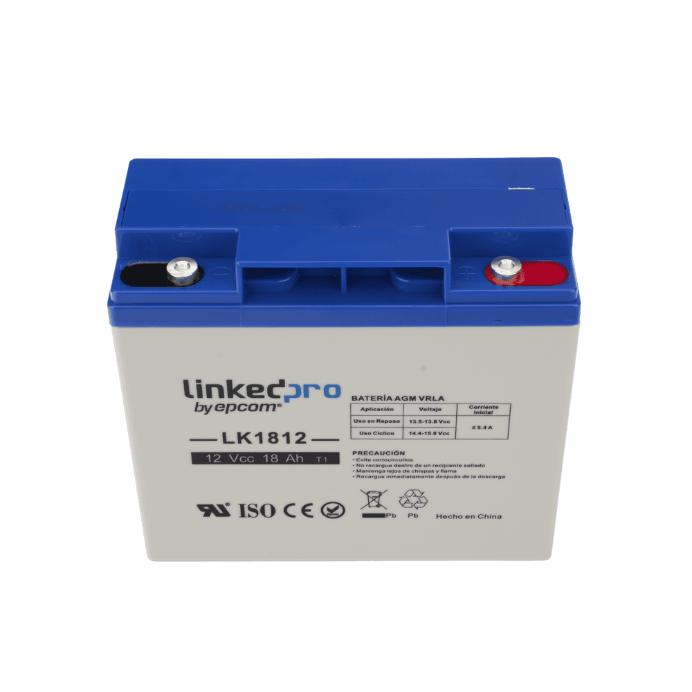 LK1812-l-1 Batería 12 V / 18 Ah / UL / Tecnología AGM / Vida útil promedio de 5 años / Para uso en equipo electrónico, Alarmas de Intrusión / Incendio/ Control de acceso / Video Vigilancia / Terminales T1 LK1812 1