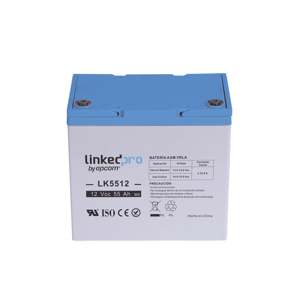 LK5512-FRENTE-l Batería 12 V / 55 Ah / UL / Tecnología AGM / Vida útil promedio de 5 años / Para uso en equipo electrónico, Alarmas de Intrusión / Incendio/ Control de acceso / Video Vigilancia / T2 LK5512 2