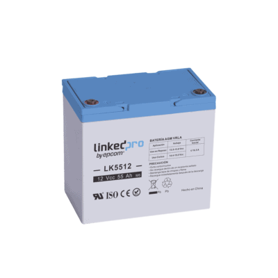 Batería 12 V / 55 Ah / UL / Tecnología AGM / Vida útil promedio de 5 años / Para uso en equipo electrónico, Alarmas de Intrusión / Incendio/ Control de acceso / Video Vigilancia / T2