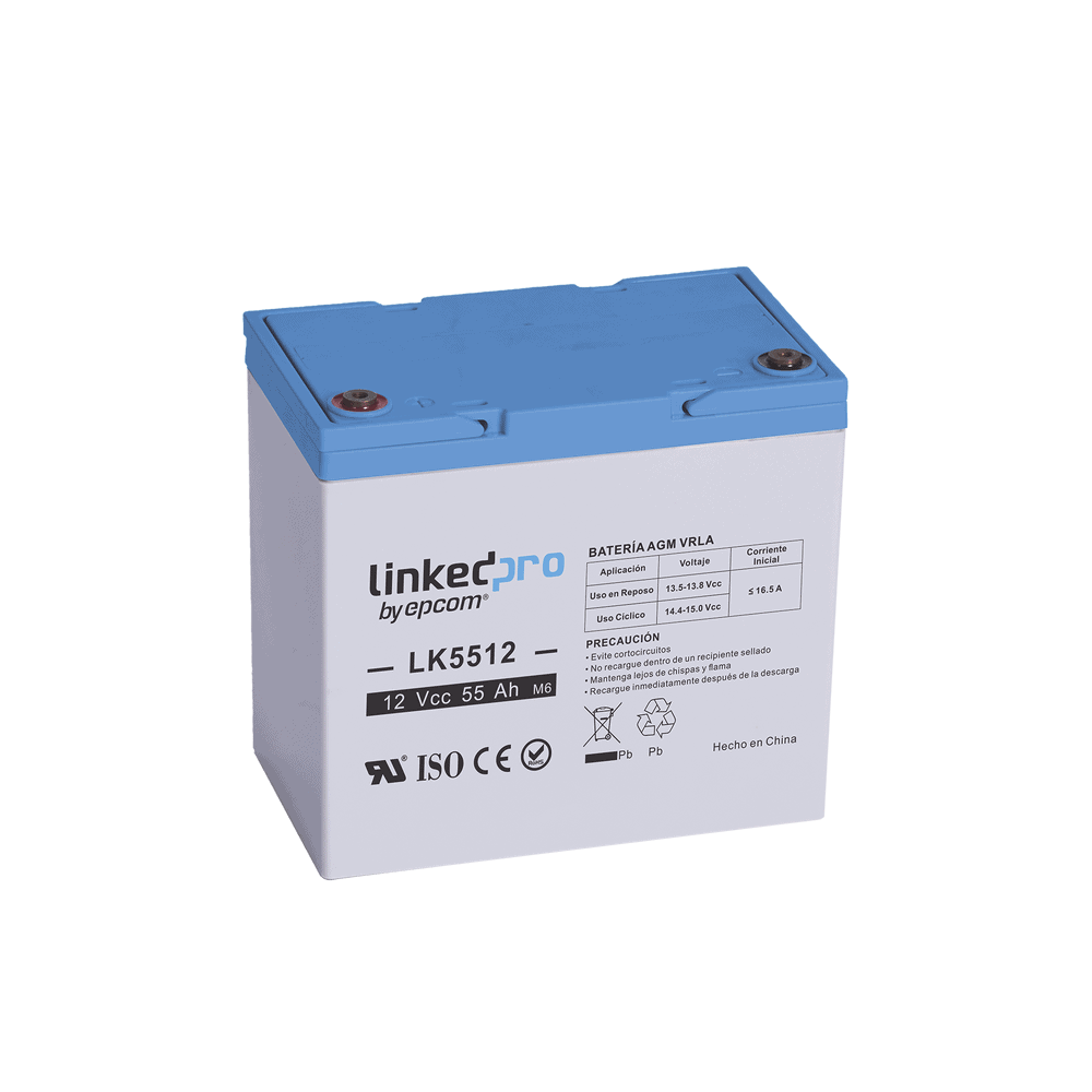 LK5512-l Batería 12 V / 55 Ah / UL / Tecnología AGM / Vida útil promedio de 5 años / Para uso en equipo electrónico, Alarmas de Intrusión / Incendio/ Control de acceso / Video Vigilancia / T2 LK5512 1