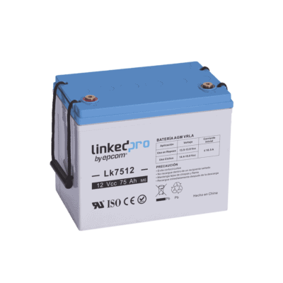 Batería 12 Vcc / 75 Ah / UL / Tecnología AGM-VRLA / Vida útil promedio de 5 años / Para uso en equipo electrónico / Sistemas de emergencia y aplicaciones fotovoltaicas Terminales T3