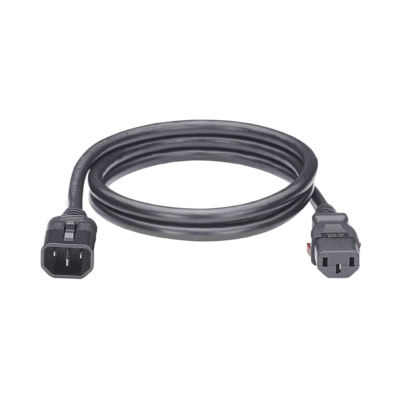 Cable de Alimentación Eléctrica Con Bloqueo de Seguridad, de IEC C14 a IEC C13, 1.2 Metros de Largo, Color Negro, Paquete de 10 Piezas
