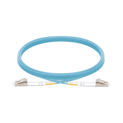 Jumper de Fibra Óptica Multimodo OM3 50/125 LC-LC OFNR (Riser), 2.0 mm, Dúplex, Aqua, 5 Metros (16.40 Pies)