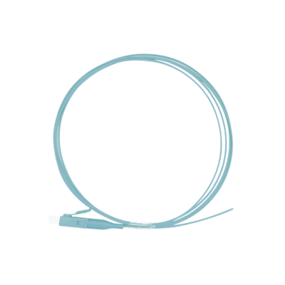 Pigtail de Fibra Óptica Simplex LC, PVC, OM4 50/125, Aqua, 1 Metro (3.28 Pies)