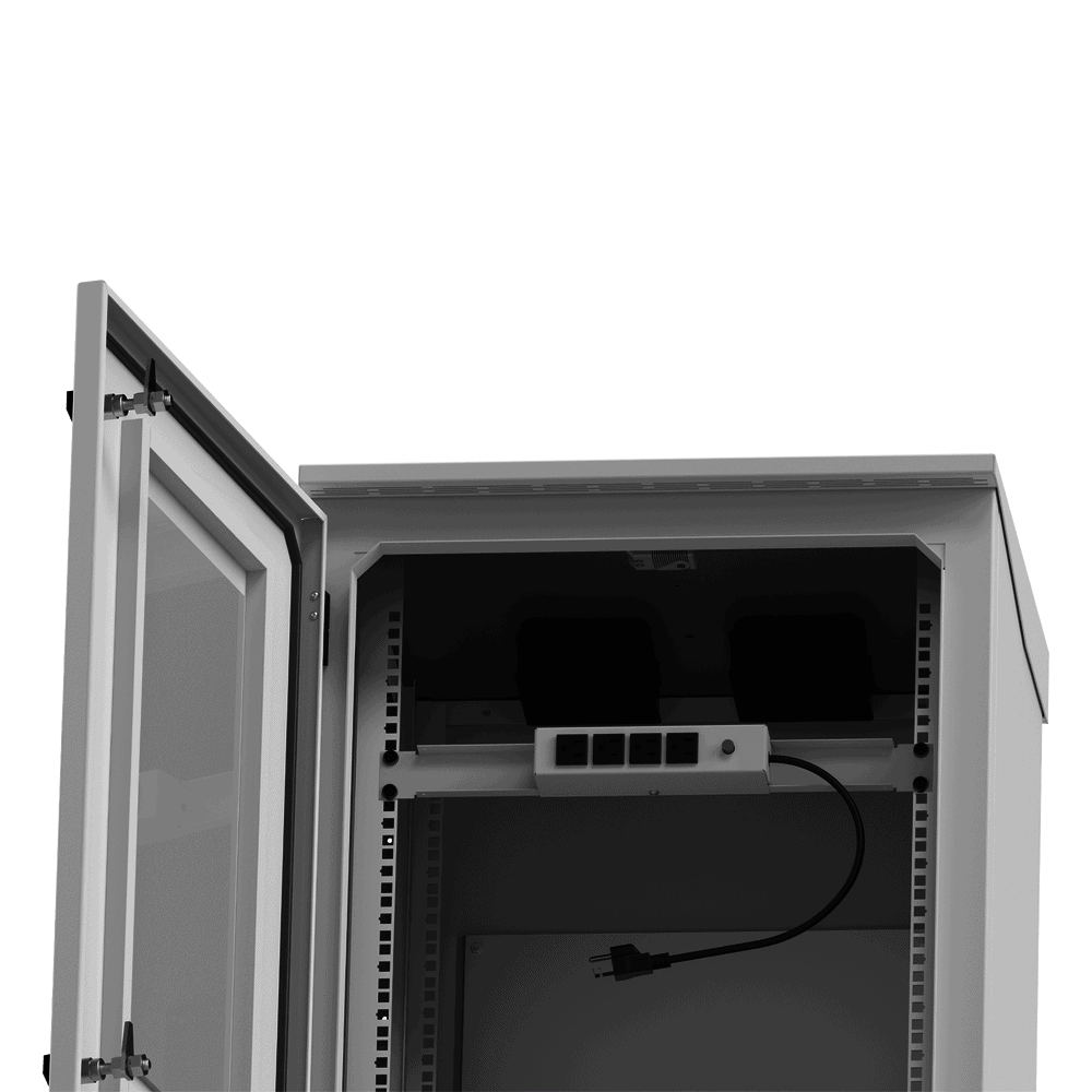 LPFORTE16UR3-AD-3-l Gabinete de Exterior con Rack de 19" de 16U con Ventiladores y Termostato, Se envía el Gabinete Armado. (Montaje a poste o torre se vende por separado). LP-FORTE-16U-R3 4