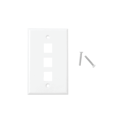 Placa de Pared de 3 Puertos, Keystone, Color Blanco