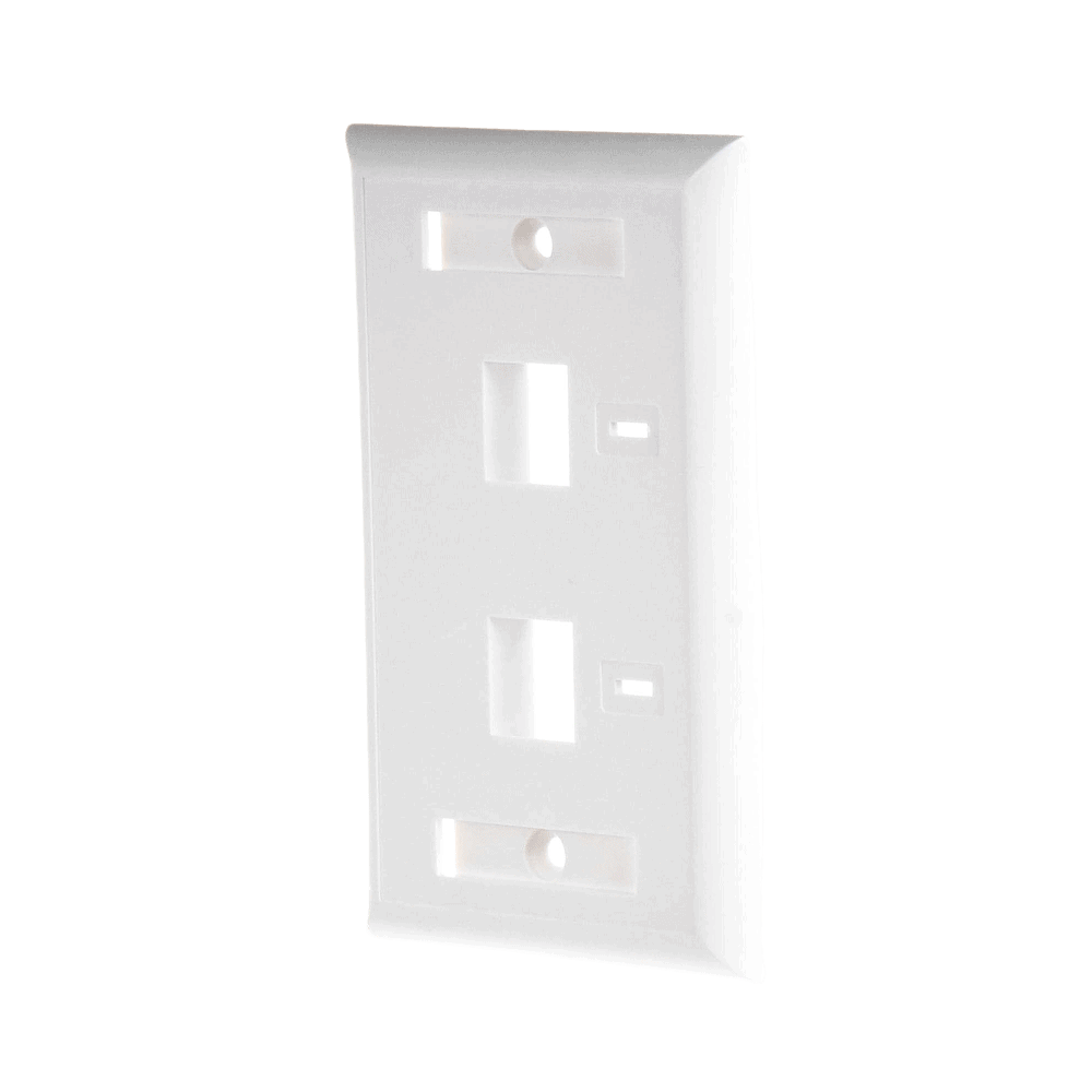 LPFP22-AD-1-l Placa de Pared de 2 Puertos, Keystone, con Espacio para Etiqueta, Color Blanco LP-FP-22 2