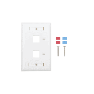 Placa de Pared de 2 Puertos, Keystone, con Espacio para Etiqueta, Color Blanco
