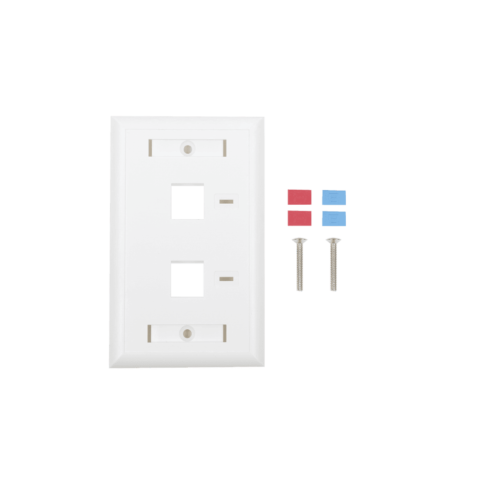 LPFP22-l Placa de Pared de 2 Puertos, Keystone, con Espacio para Etiqueta, Color Blanco LP-FP-22 1