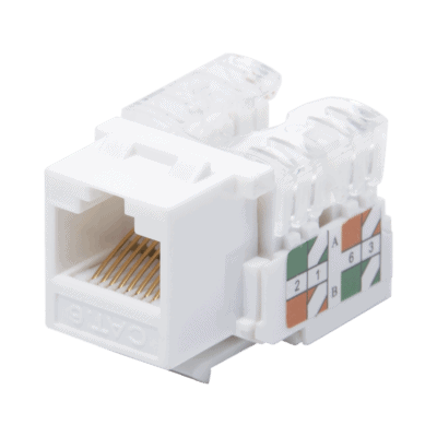 Módulo Jack Keystone Cat6 con Terminación 110 (Punchdown) para Faceplate - Color Blanco