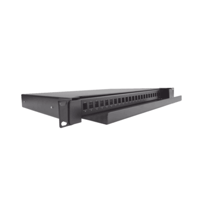 Distribuidor de Fibra Óptica Deslizable, Vacío, 19 Pulgadas (48.26 cm), Acepta 24 Adaptadores LC Duplex o LC Simplex o 24 SC Simplex, 1U