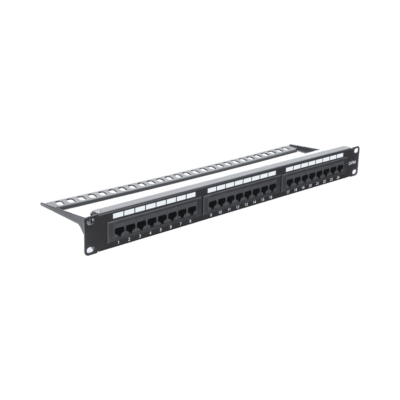 Panel de Parcheo de Impacto (110) UTP de 24 Puertos Cat6A, 19 Pulgadas (48.26 cm), con Barra para Organizar Cables y Espacio para Etiqueta