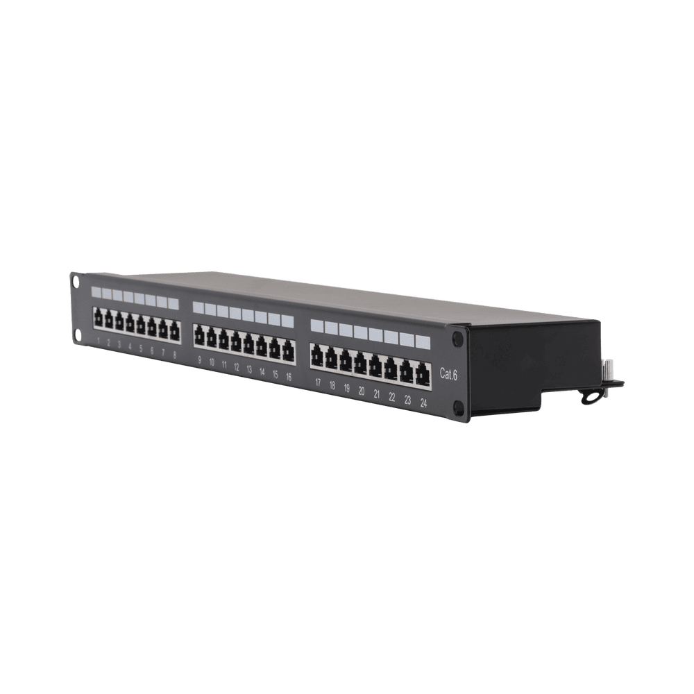 LPPP630-AD-2-l-1 Panel de Parcheo de Impacto (110) Blindado (STP) de 24 Puertos Cat6, 19 Pulgadas LP-PP-630 3