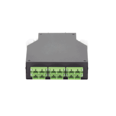 Distribuidor de Fibra Óptica para Riel Din, 6 Acopladores SC/APC Duplex Monomodo con Charola de Empalme