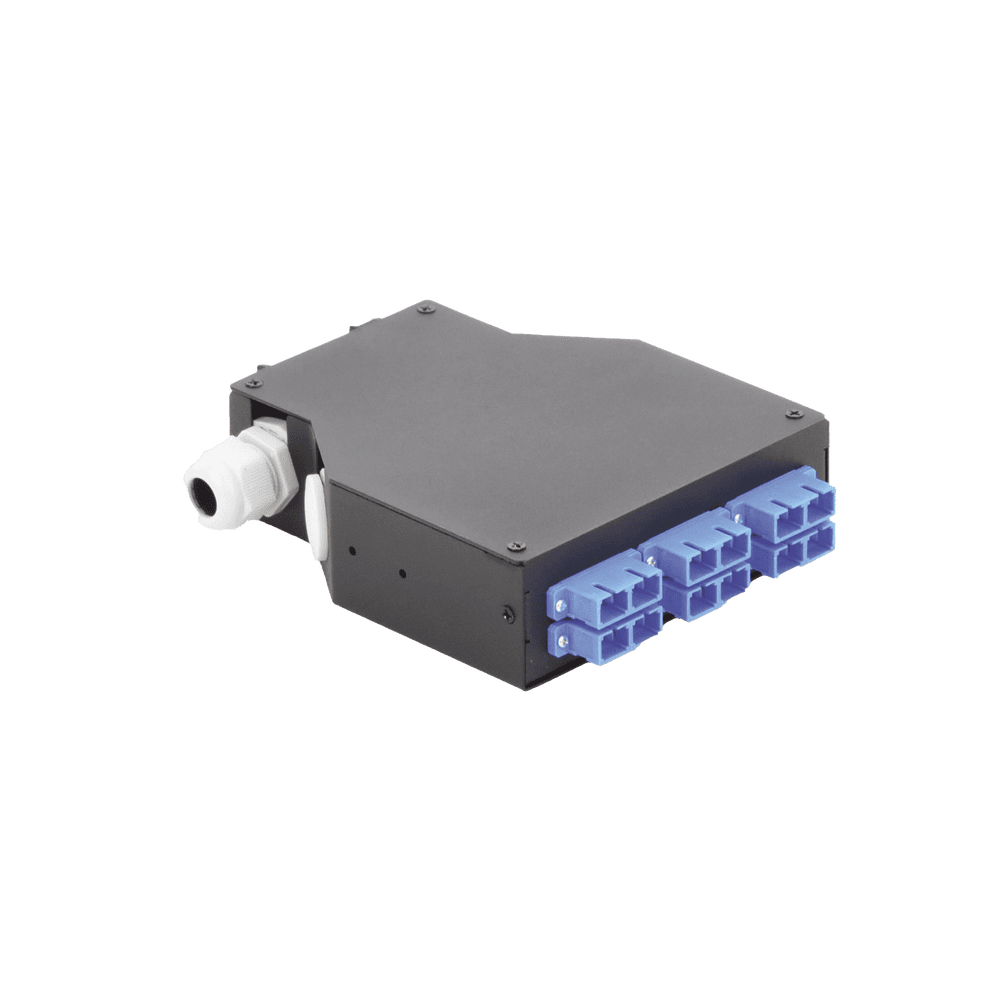 LPRDSCUSM-AD-3-l Distribuidor de Fibra óptica para Riel Din, 6 Acopladores SC/UPC Duplex Monomodo con Charola de Empalme LP-RDSCUSM 4