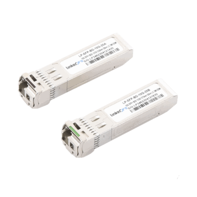 Transceptores Ópticos Bidireccionales SFP+ (Mini-Gbic) / Monomodo 1270 & 1330 nm / 10 Gbps / 1000BASE-BX / Conector LC/UPC Simplex / DDM / Hasta 20 km / 2 Piezas