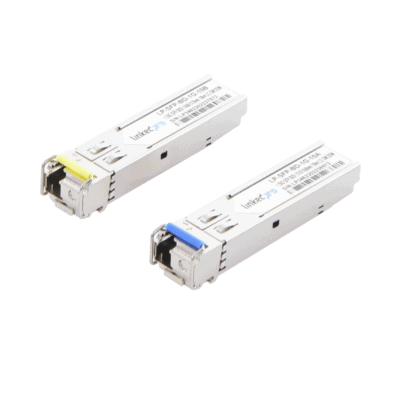 Transceptores Ópticos Bidireccionales SFP (Mini-Gbic) / Monomodo 1310 & 1550 nm / 1.25 Gbps / 1000BASE-BX / Conector LC/UPC Simplex / DDM / Hasta 10 km / 2 Piezas