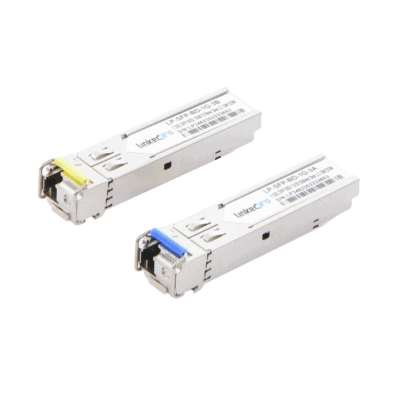 Transceptores Ópticos Bidireccionales SFP (Mini-Gbic) / Monomodo 1310 & 1550 nm / 1.25 Gbps / 1000BASE-BX / Conector LC/UPC Simplex / DDM / Hasta 3 km / 2 Piezas