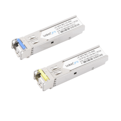 Transceptores Ópticos Bidireccionales SFP (Mini-Gbic) / Monomodo 1310 & 1550 nm / 1.25 Gbps / 1000BASE-BX / Conector LC/UPC Simplex / DDM / Hasta 40 km / 2 Piezas